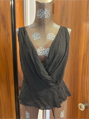 Black Draped V-Neck Camisole